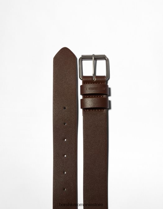 Bershka bărbați centura lata din imitatie de piele maro Z86D3636 accesorii