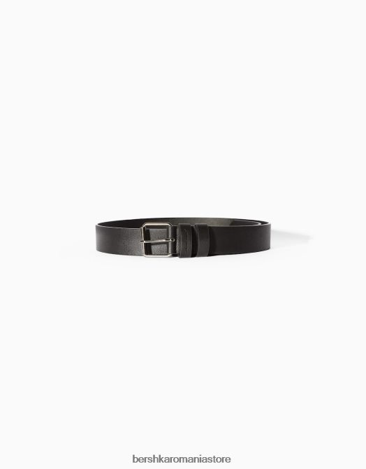 Bershka bărbați centura lata din imitatie de piele negru Z86D3638 accesorii