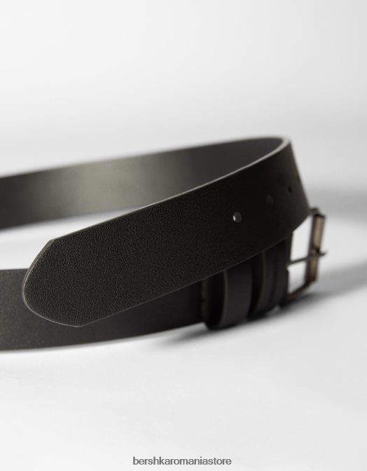 Bershka bărbați centura lata din imitatie de piele negru Z86D3638 accesorii