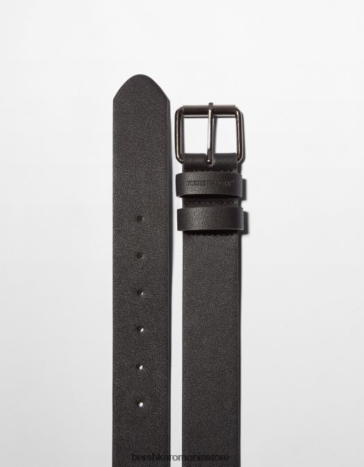 Bershka bărbați centura lata din imitatie de piele negru Z86D3638 accesorii