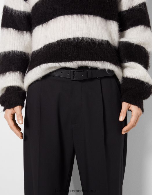 Bershka bărbați centura subtire din imitatie de piele negru Z86D3639 accesorii