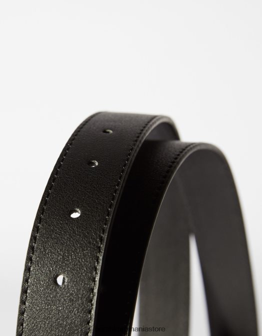 Bershka bărbați centura subtire din imitatie de piele negru Z86D3639 accesorii