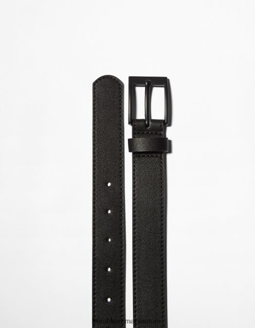 Bershka bărbați centura subtire din imitatie de piele negru Z86D3639 accesorii