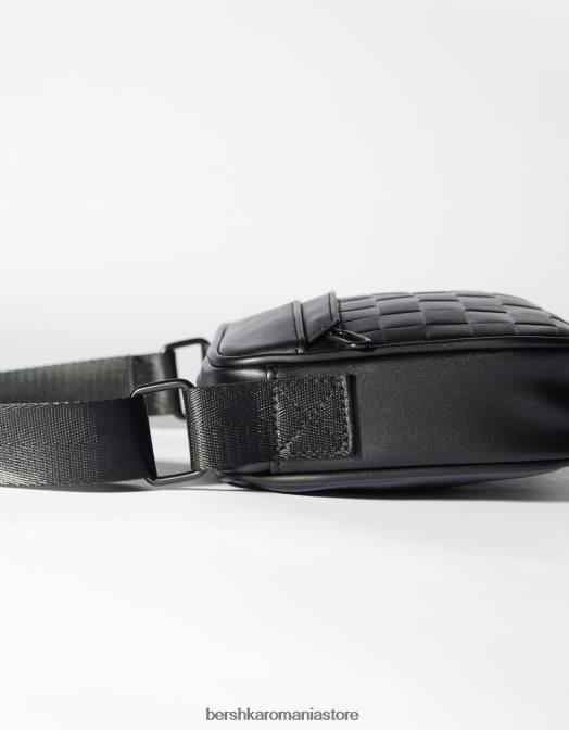 Bershka bărbați geantă crossbody cu design în carouri negru Z86D3593 accesorii