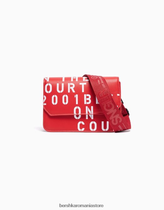 Bershka bărbați geantă crossbody cu inscripții roșu Z86D3582 accesorii