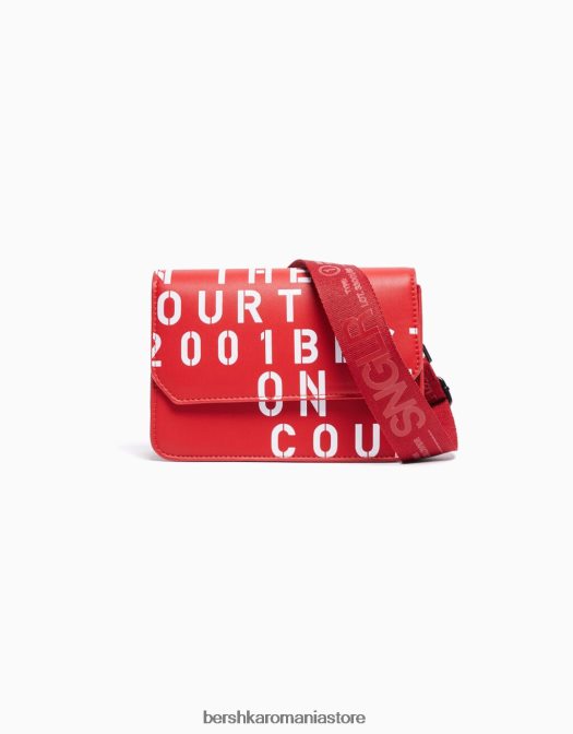 Bershka bărbați geantă crossbody cu inscripții roșu Z86D3585 accesorii