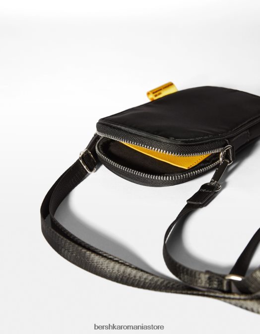 Bershka bărbați geanta de tip crossbody pentru telefonul mobil negru Z86D3602 accesorii