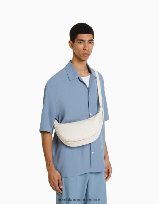 Bershka bărbați geanta din imitatie de piele cu bareta reglabila cremă Z86D3594 accesorii