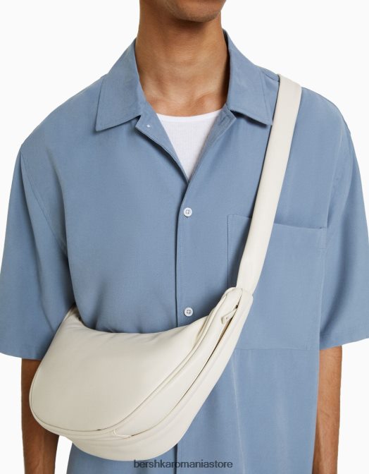 Bershka bărbați geanta din imitatie de piele cu bareta reglabila cremă Z86D3594 accesorii