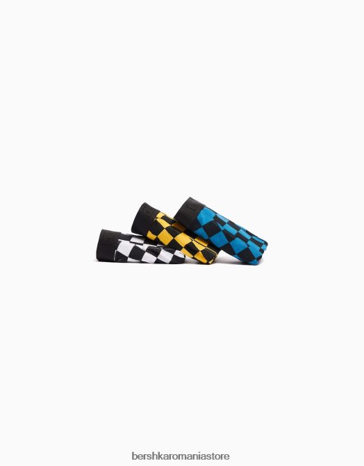 Bershka bărbați Pachet de 3 boxeri cu imprimeu în șah negru Z86D3434 accesorii