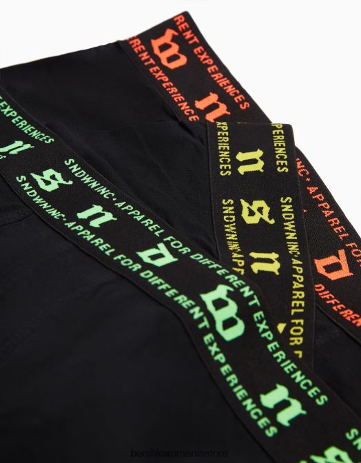 Bershka bărbați Pachet de 3 boxeri cu talie cu imprimeu neon negru Z86D3433 accesorii