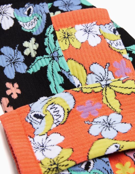 Bershka bărbați pachet de 2 perechi de șosete imprimate negru Z86D3424 accesorii