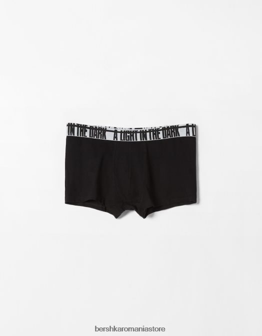 Bershka bărbați set de 3 boxeri cu inscripții negru Z86D3432 accesorii