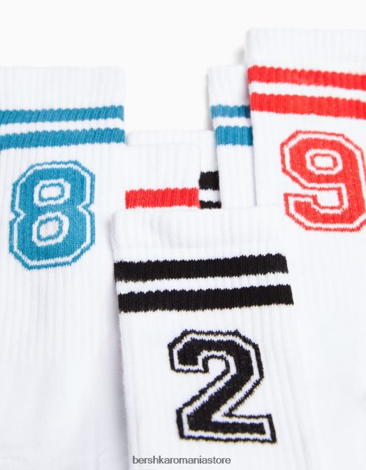 Bershka bărbați set de 3 ciorapi cu numar alb Z86D3416 accesorii