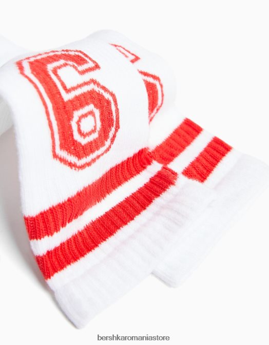 Bershka bărbați set de 3 ciorapi cu numar alb Z86D3416 accesorii