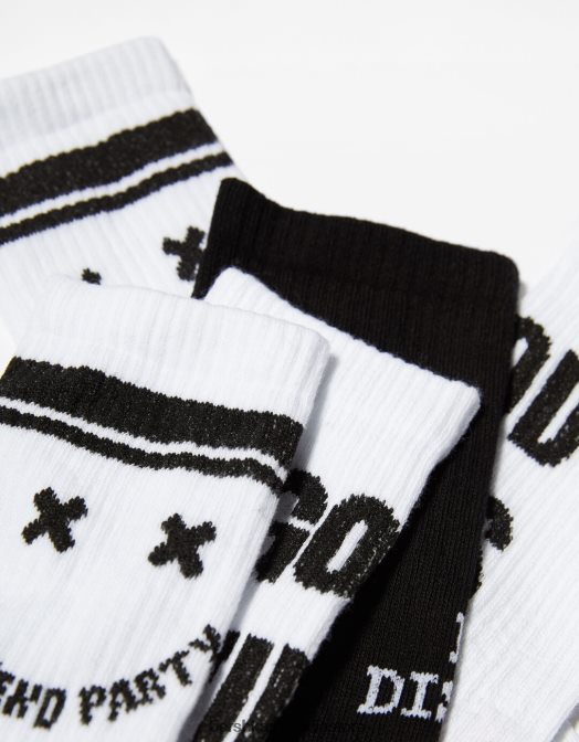 Bershka bărbați set de 3 ciorapi imprimati alb Z86D3418 accesorii