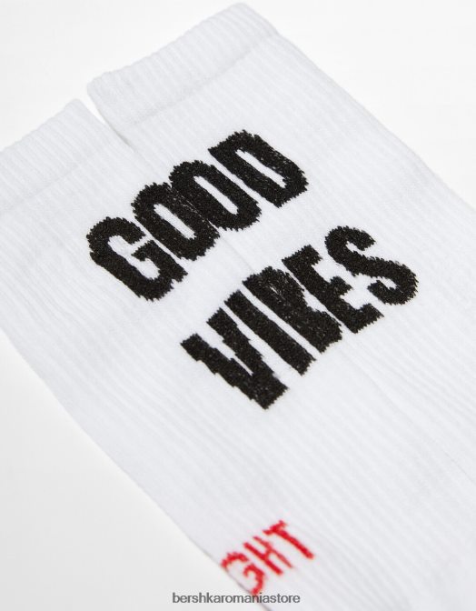 Bershka bărbați set de 3 ciorapi imprimati alb Z86D3418 accesorii