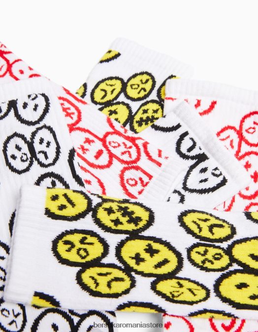 Bershka bărbați set de 3 ciorapi imprimati alb Z86D3422 accesorii