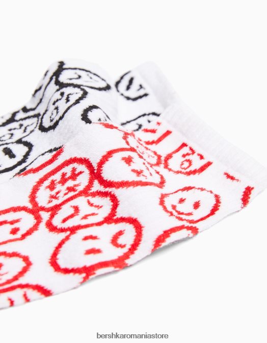 Bershka bărbați set de 3 ciorapi imprimati alb Z86D3422 accesorii