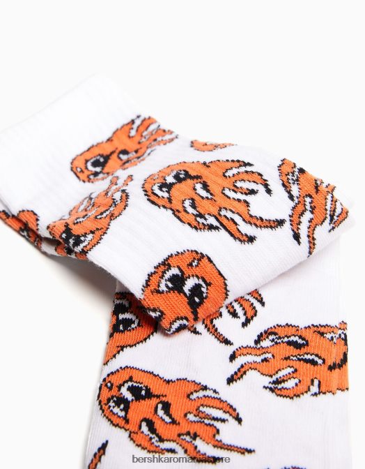 Bershka bărbați set de 3 ciorapi imprimati alb Z86D3426 accesorii