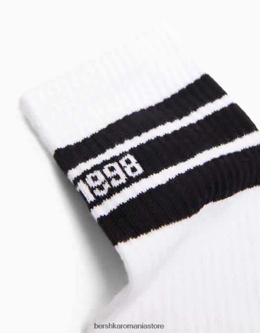 Bershka bărbați set de 3 ciorapi imprimati alb Z86D3427 accesorii