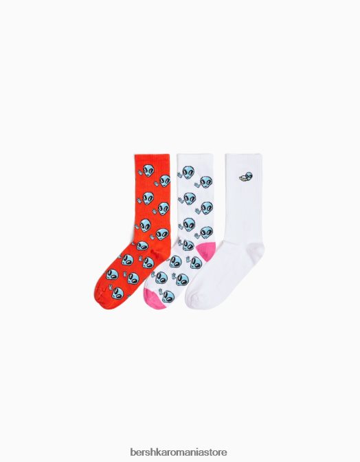 Bershka bărbați set de 3 ciorapi imprimati portocale Z86D3423 accesorii