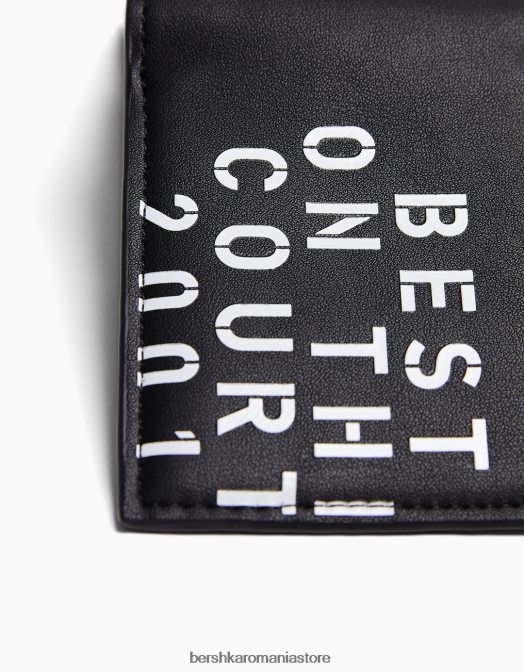 Bershka bărbați portofel cu litere negru Z86D3606 accesorii