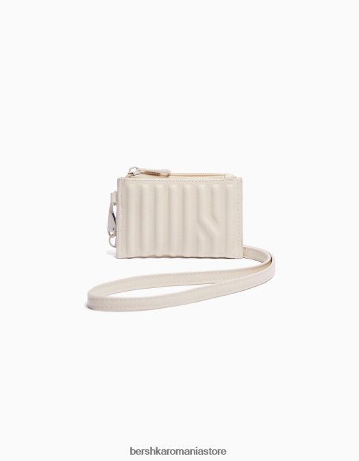 Bershka bărbați suport card din imitatie de piele cu curea cremă Z86D3609 accesorii
