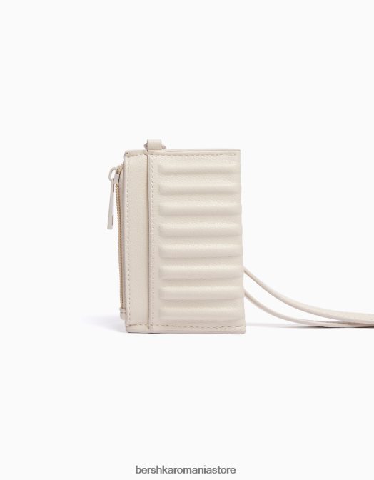 Bershka bărbați suport card din imitatie de piele cu curea cremă Z86D3609 accesorii