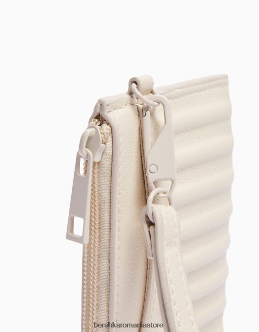 Bershka bărbați suport card din imitatie de piele cu curea cremă Z86D3609 accesorii