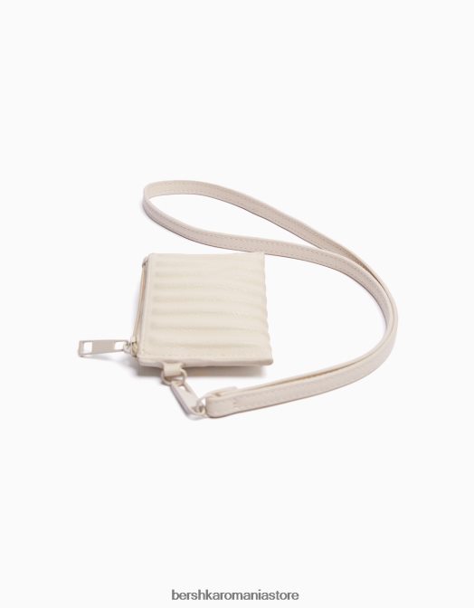 Bershka bărbați suport card din imitatie de piele cu curea cremă Z86D3609 accesorii