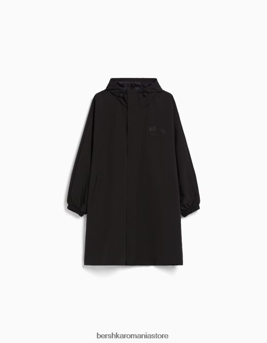 Bershka bărbați parka oversize negru Z86D3066 îmbrăcăminte