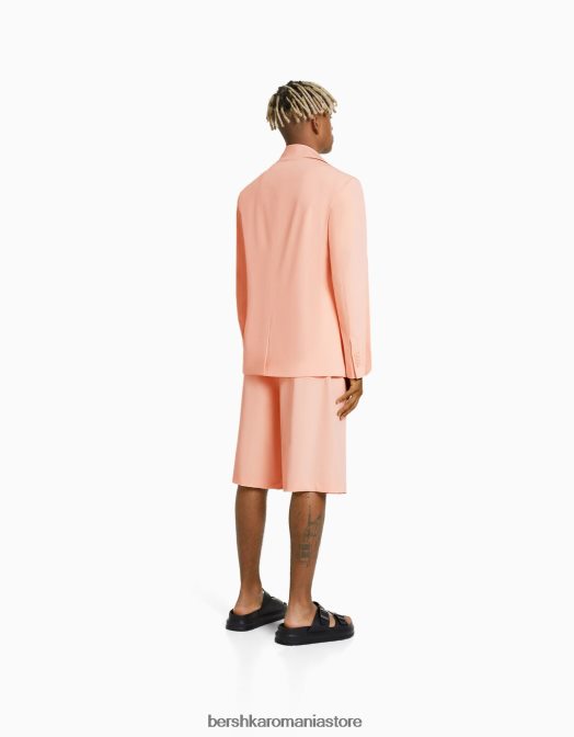 Bershka bărbați set blazer croit și bermudă roz Z86D3022 îmbrăcăminte