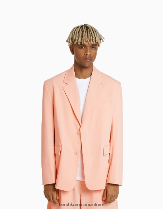 Bershka bărbați set blazer croit și bermudă roz Z86D3022 îmbrăcăminte