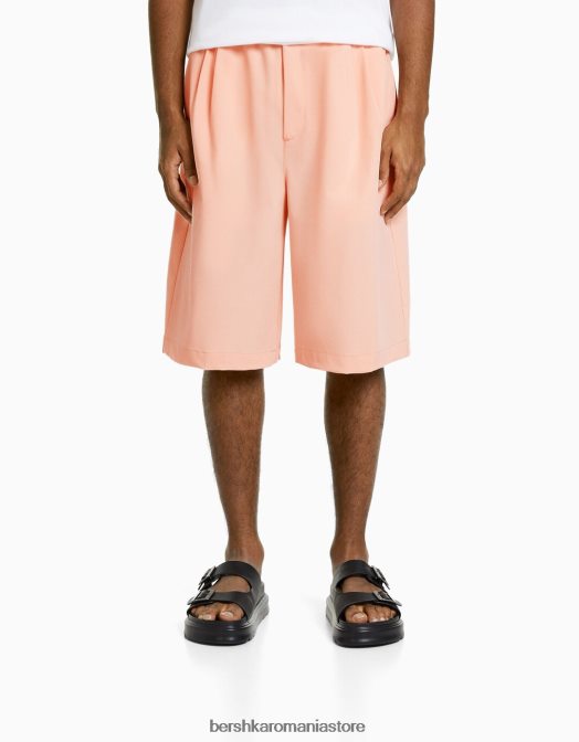 Bershka bărbați set blazer croit și bermudă roz Z86D3022 îmbrăcăminte