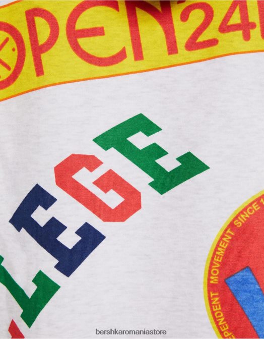 Bershka bărbați Set hanorac și pantaloni cu imprimeu de pluș gri Z86D3411 îmbrăcăminte