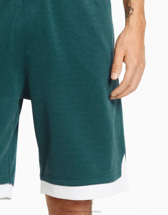 Z86D3409 bărbați verde Set tricou din plasă și bermudă Bershka îmbrăcăminte
