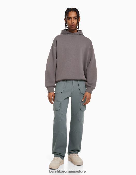 Bershka bărbați blugi cargo cu buzunare multiple albastru Z86D3187 îmbrăcăminte