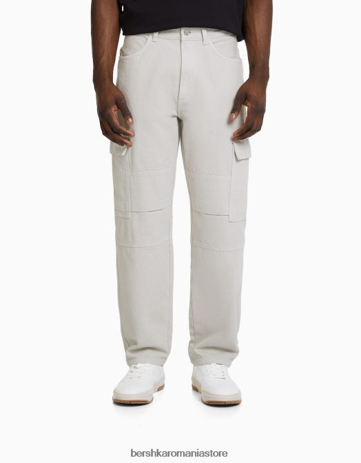 Bershka bărbați blugi cargo cu picioare largi gri Z86D3120 îmbrăcăminte