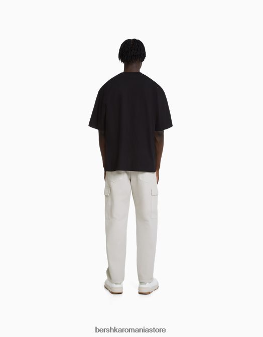 Bershka bărbați blugi cargo cu picioare largi gri Z86D3120 îmbrăcăminte