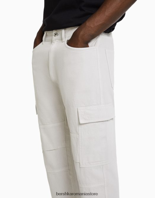 Bershka bărbați blugi cargo cu picioare largi gri Z86D3120 îmbrăcăminte