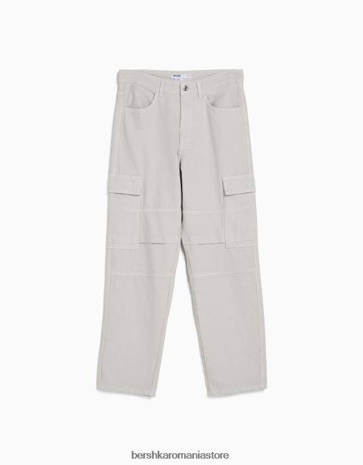 Bershka bărbați blugi cargo cu picioare largi gri Z86D3120 îmbrăcăminte