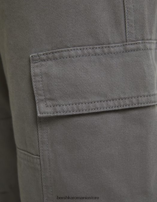 Bershka bărbați blugi cargo cu picioare largi gri inchis Z86D3122 îmbrăcăminte