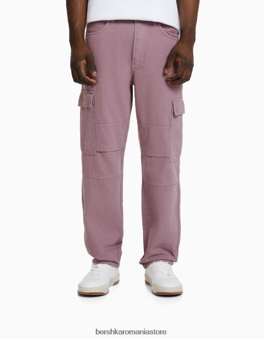 Bershka bărbați blugi cargo cu picioare largi violet Z86D3121 îmbrăcăminte