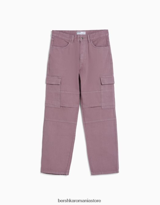 Bershka bărbați blugi cargo cu picioare largi violet Z86D3121 îmbrăcăminte