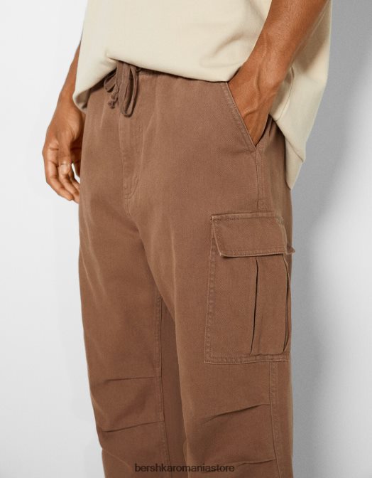 Bershka bărbați blugi cargo parașuta maro Z86D3204 îmbrăcăminte
