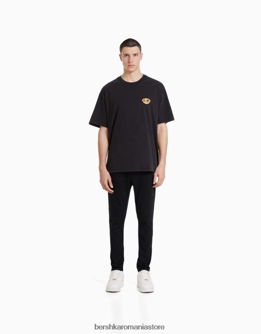 Bershka bărbați blugi carot-fit negru Z86D3157 îmbrăcăminte