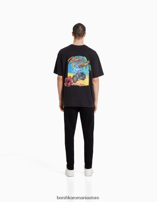 Bershka bărbați blugi carot-fit negru Z86D3157 îmbrăcăminte