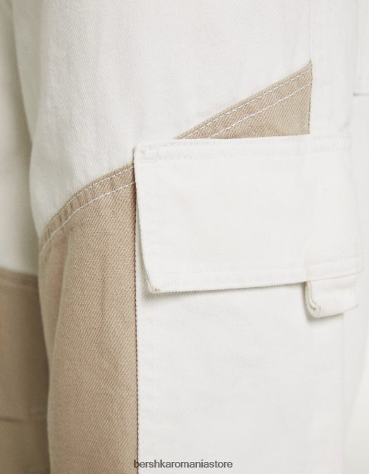 Bershka bărbați blugi cu parașuta cargo bloc de culoare cremă Z86D3129 îmbrăcăminte