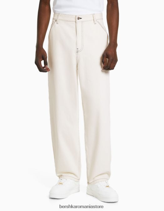 Bershka bărbați blugi de dulgher aproape alb Z86D3174 îmbrăcăminte